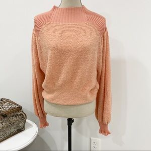 Free People Pink Salmon Knit Pullover Wool Alpaca Blend Sz Xs Cozy Soft Girly